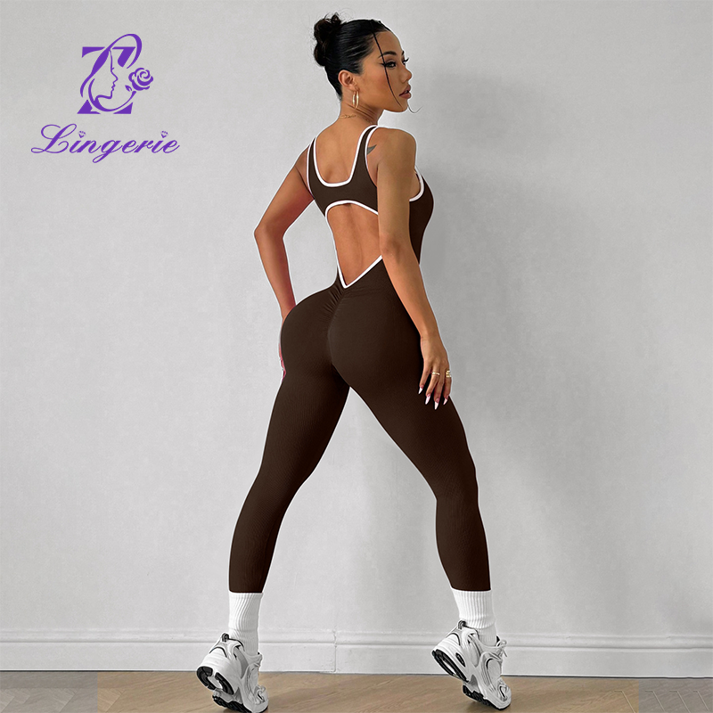 Sports Yoga One Piece Sleeveless Quick Dry Threaded Skinny Fitness One Piece Yoga Wear